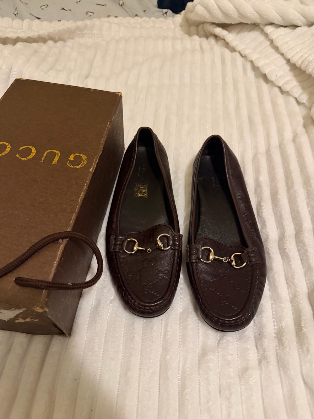 Gucci Brown Leather Horsebit Driving Loafers
